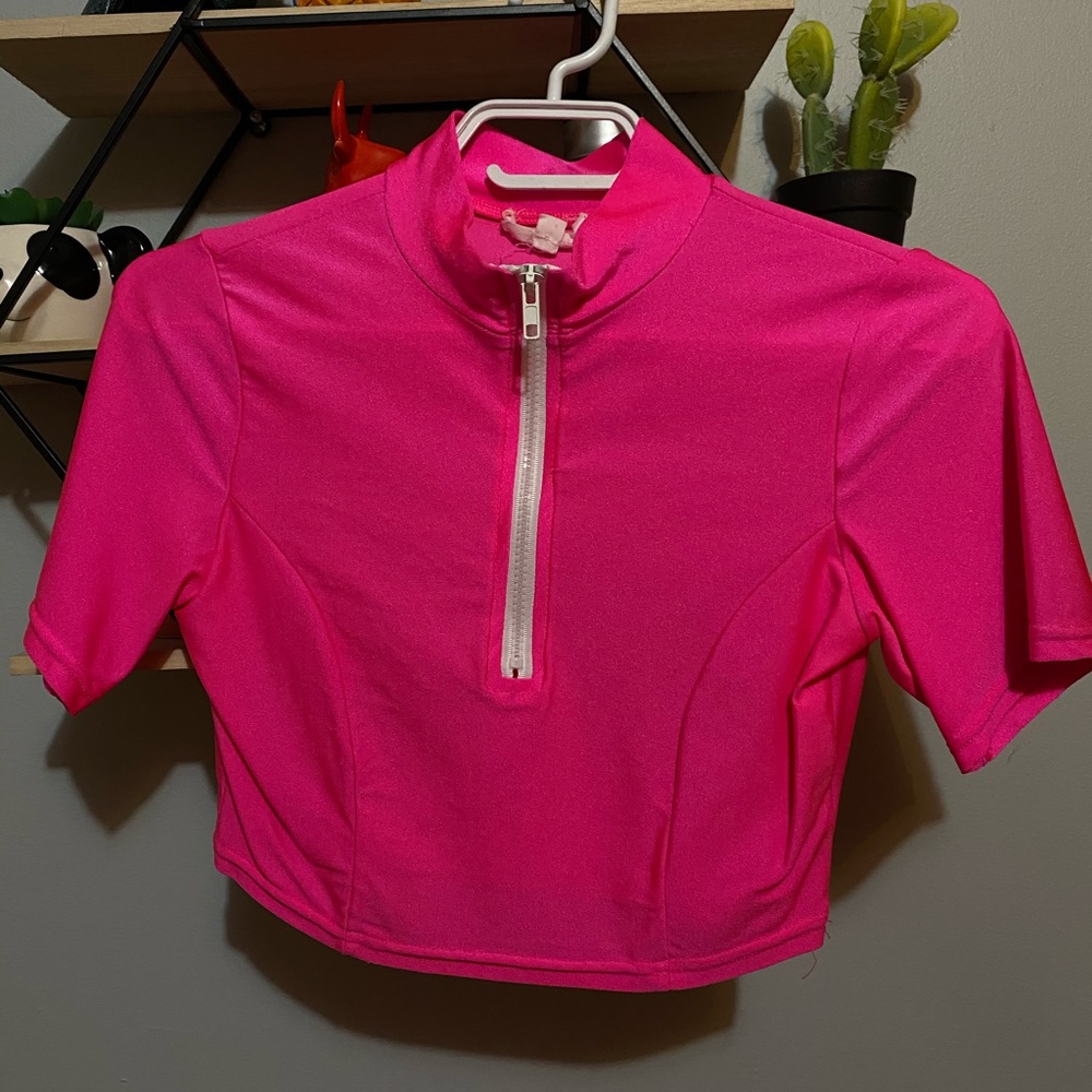 Neon pink crop top
